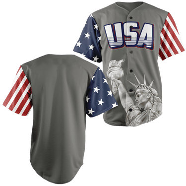 Custom Grey USA Baseball Jersey Baseball Jersey Greater Half